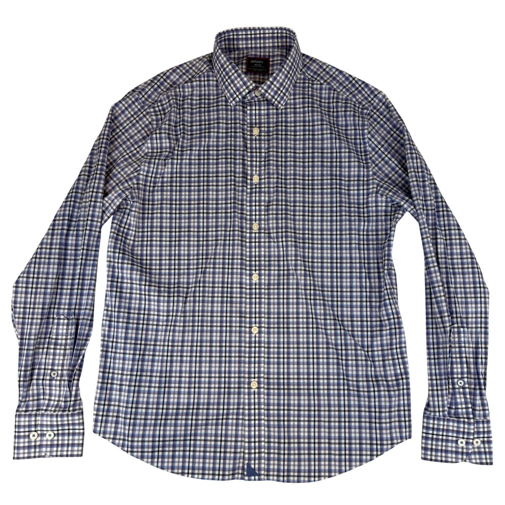UNTUCKit Winterfield Shirt Mens Medium Purple Check Wrinkle Free 42216